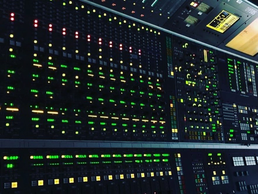 Close-up of the Studer Vista 7 at Boom Recording Studio